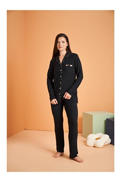 Pjs Pijama PJS Γυναικείο Σετ Πιτζάμες με V-λαιμόκοψη και Κουμπιά 28036