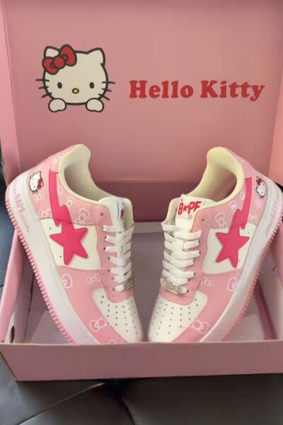 İlayda Toprak HK Pembe Kadın Star Pink Kittys Baskılı Bağcıklı Rahat Cool Spo...