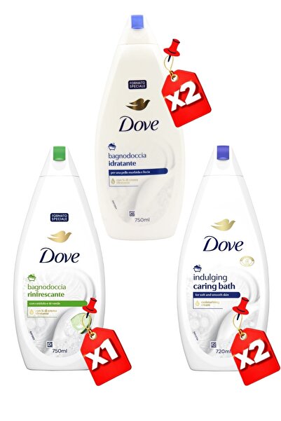 Dove SHOWER GEL 750ML Moisturizing X2 + 750ML REFRESHING X1 + 720ML INDULGING X2