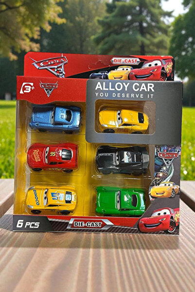 HOŞGARDENS Cars Şimşek Mcqueen Figürlü Karakterli Sürtmeli Metal Arabalar 6'l...