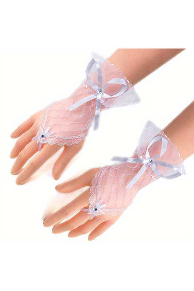 EFAYN.RO Women's gloves, short, one-finger fastening, accessorized with delic...