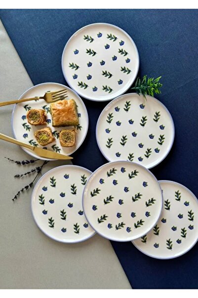 AMENA JELEWRY طبق كعكة التوت الأزرق مكون من 6 قطع