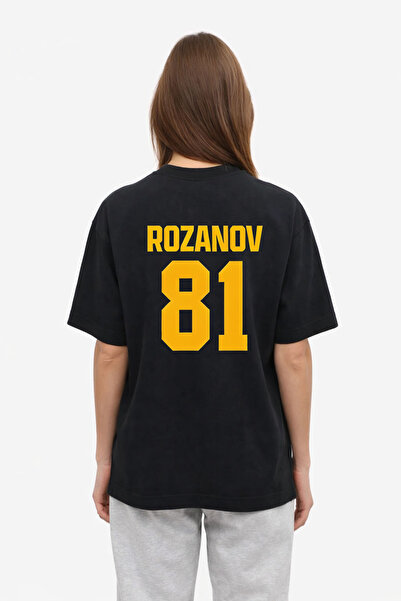 AYDESİGN Heated Rivalry İlya Rozanov 81 Baskılı Oversize Siyah Tişört T-shirt
