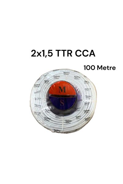 Ms 2x1,5 TTR CCA Beyaz Renk Çok Telli Elektrik Kablosu 100 Metre