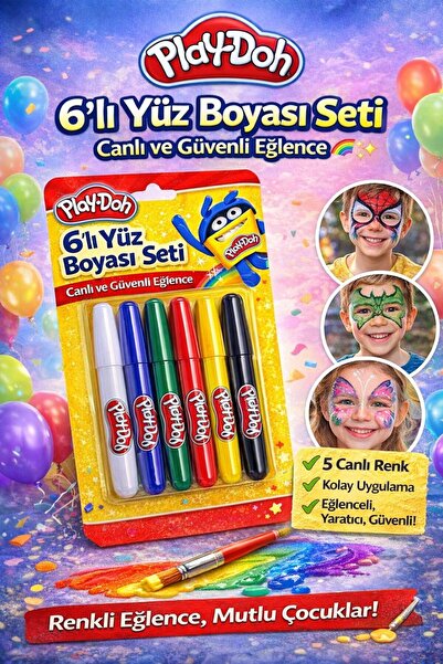 ANI OFİS KIRTASİYE A K 6’lı Yüz Boyası Seti – Canlı Renkler, Çocuklar İçin Gü...