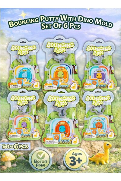 Greateam Bouncing Putty Slime Set of 6 PCS with Dinosaur Mold