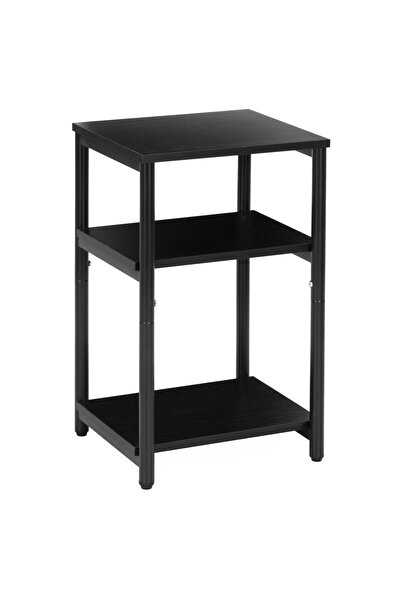 SERSIMO Noptieră cu 3 rafturi din PAL și cadru metalic, 35x31x59 cm, neagră