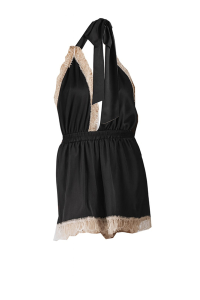 Noblesse Oblige Black Luna silk short jumpsuit,