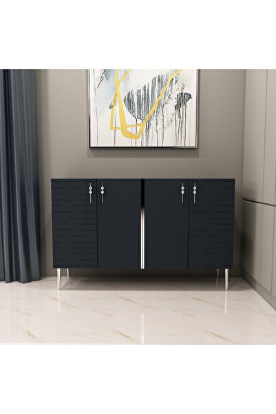 morepp Salkım 120 cm konsol, tv ünitesi, çok amaçlı dolap Antrasit-Gümüş