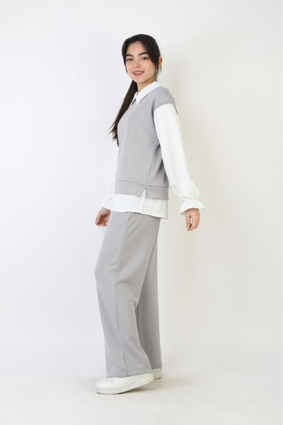 MODANINO Girl's 3-Piece Set - Double Face Fabric with Stone Embellishments an...