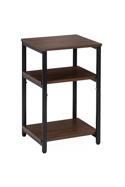 SERSIMO Noptieră cu 3 rafturi din PAL și cadru metalic, 35x31x59 cm, maro închis