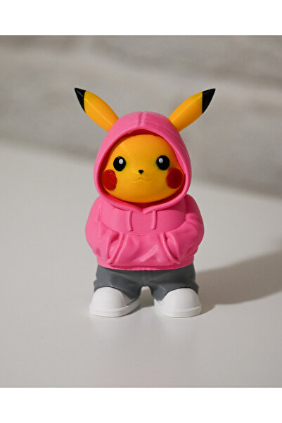 PurpleJam شخصية بيكاتشو الحضرية – تصميم شخصية بغطاء رأس باللون الوردي على طرا...