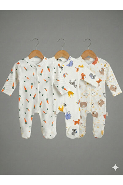 tinytrends Baby Patterned Cotton Newborn Gift Set 3-6-9 Months 3-Piece Romper...