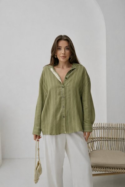 Paw Garage Women's Monroe Lace Embroidered Shirt, Woven Modal Fabric Oversized Shirt