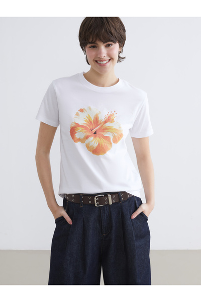 LC Waikiki Tricou de damă cu guler rotund și imprimeu floral