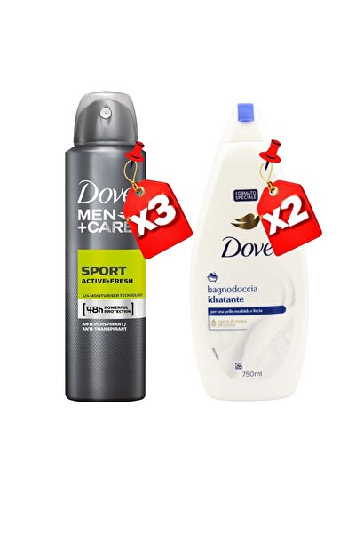 Dove 250ML MEN SPORT ACTIVE FRESH X3 + 750ML Moisturizing GEL X2