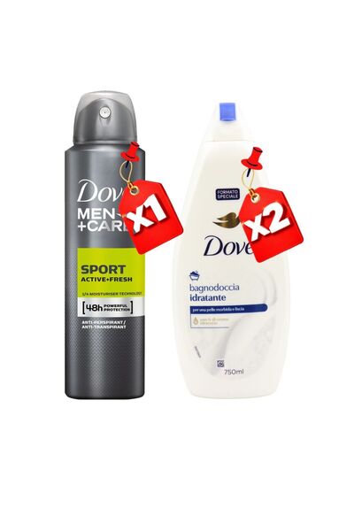 Dove 250ML MEN SPORT ACTIVE FRESH X1 + 750ML Moisturizing GEL X2