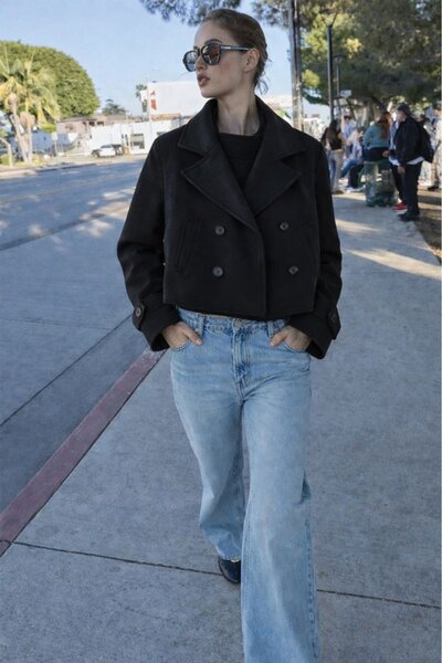 HAKKE Ceket Yaka Kadın Kaşe KABAN