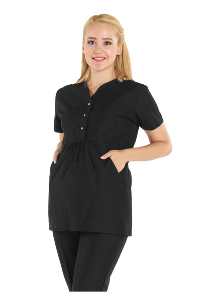 Alsancak Üniforma Σετ Στολής Εγκύου - Μαύρο Λύκρα Λεπτό Σετ Στολής Νοσοκόμας/...