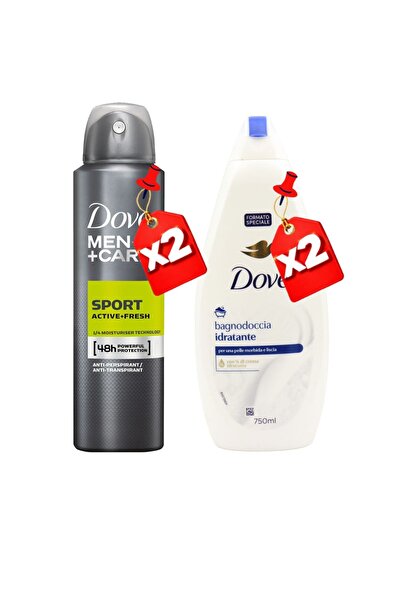 Dove 250ML MEN SPORT ACTIVE FRESH X2 + 750ML Moisturizing GEL X2