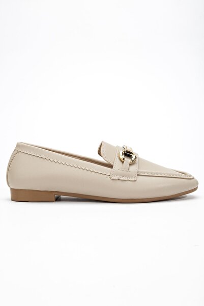 Hayalimdeki Ayakkabı حذاء باليه نسائي خفيف الوزن مزود بإبزيم من الجلد الكريمي...