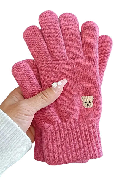 EFAYN.RO Women's gloves, classic warm model, accessorized with a teddy bear, ...