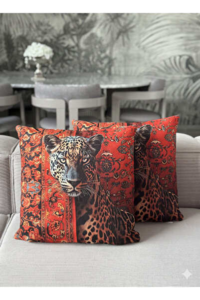 Skhome Double-Sided Leopard Decorative Throw Pillow Cover 1 Piece 43X43 (Plai...