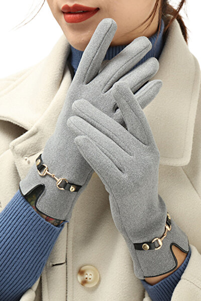 EFAYN.RO Women's gloves, elegant model, accessorized with metal accessory, un...