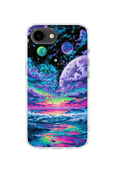 lelia غطاء هاتف شفاف مطبوع متوافق مع آيفون 16e |   مجموعة كوزميك وِسبر سكاي سيت