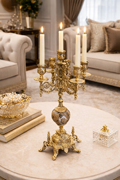 STİLARS PİRİNÇ & MERMER 5 KOLLU ŞAMDAN