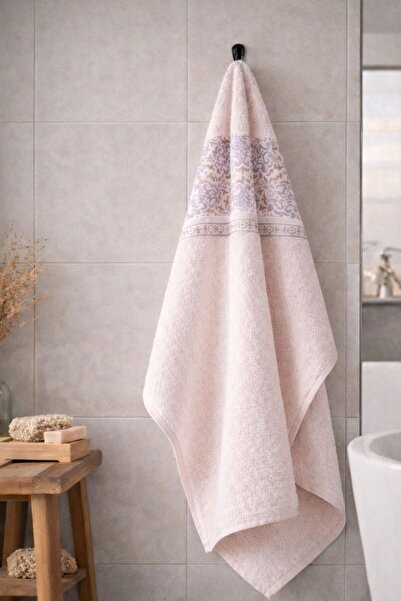TEXTİLES MAGİC LAMP Çiçek Desenli %100 Pamuk Banyo Havlusu - Yumuşak , Emici ...