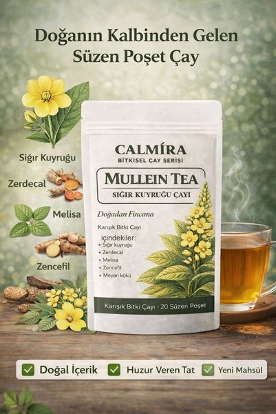 CALMİRA Mullein Tea 20 Infusion Bags / Horsetail Tea / Herbal Blend Tea / Mulletin Leaf Tea