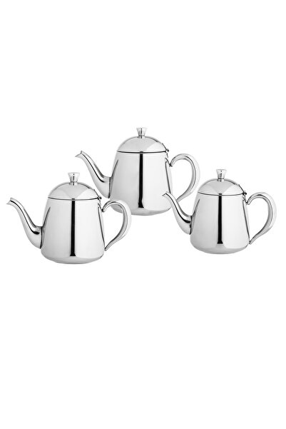 BASURRAH 3-piece stainless steel teapot set, silver color