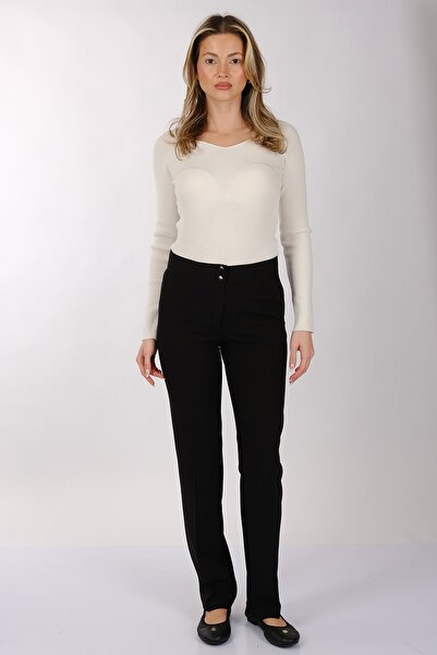 MODİVA Minimalističke Visok struk ženske pantalone regularnog kroja - ležerne...