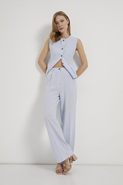 Arma Life Armalife 0435 pleated detail buttoned linen blend women's trousers