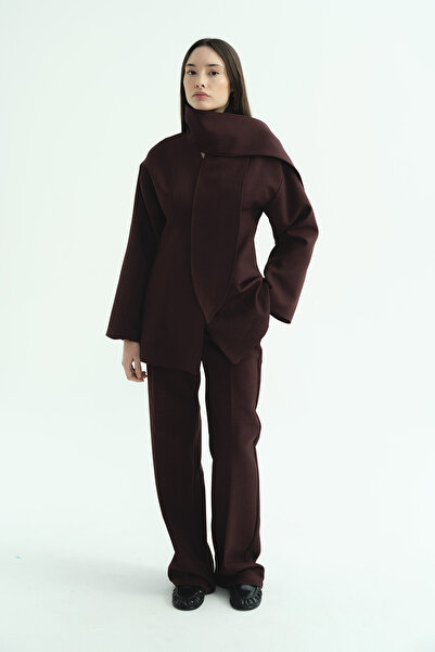 Hooopstore Premium Burgundy Jacket with Scarf Tie