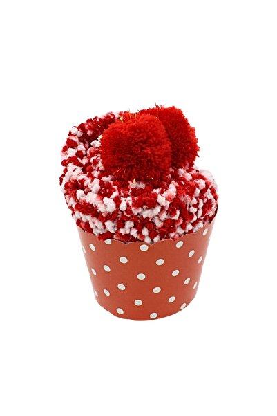 Ginza Cupcake fluffy socks, red, with pom-pom – gift wrapping, one size fits all
