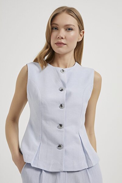 Arma Life Armalife 0434 sleeveless linen blend women's vest with button detail