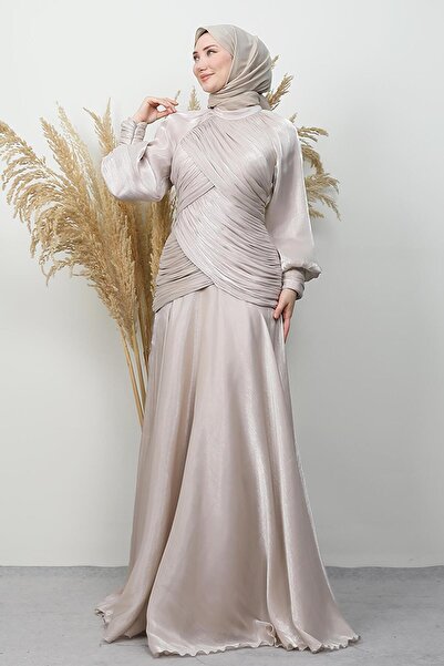 GİYZAMİLA Aya Yoryo Evening Dress Beige