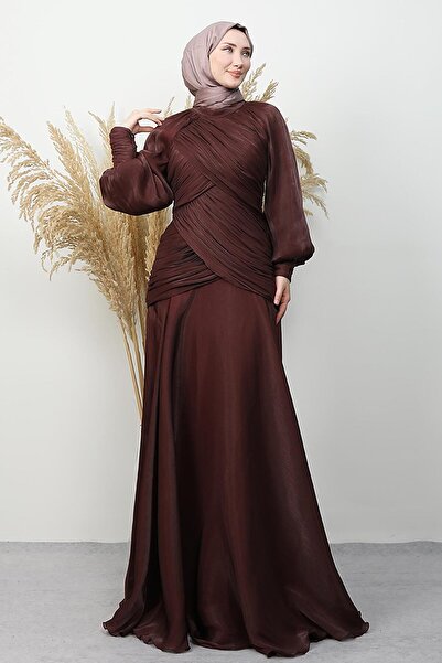 GİYZAMİLA Aya Yoryo Evening Dress Rose Brown