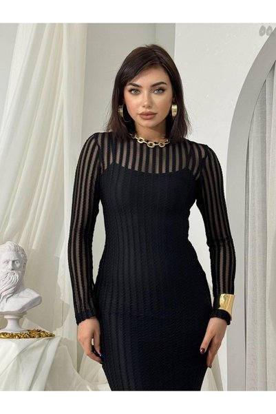 conconmoda Polin Midi Tül Detay Elbise
