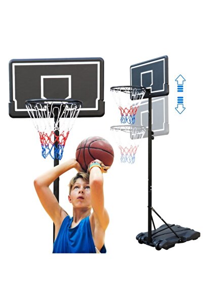 ECARLA Coș de baschet portabil, cu reglare a înălțimii, 1,79 – 2,19 m, Ecarla...