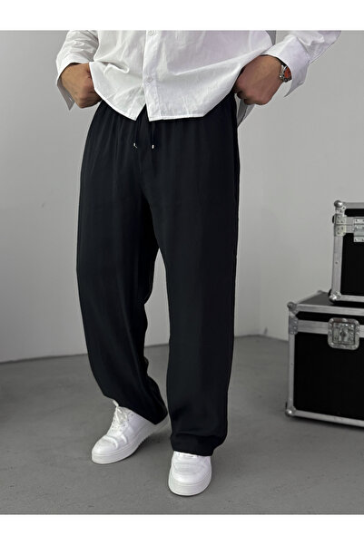 BYBASICMAN Black Tensel Fabric Slim Baggy Pants Ke-1200