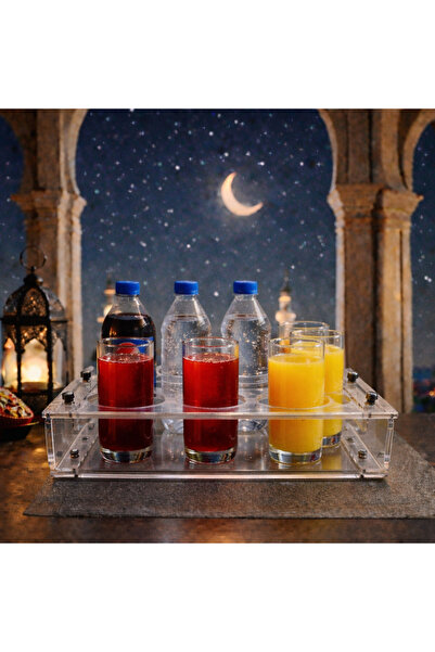 SQF Acrylic juice and water serving tray with 9 slots