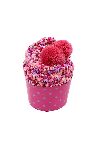 Ginza Șosete pufoase cu imprimeu de brioșe, roz, cu pompon – ambalaj cadou, m...