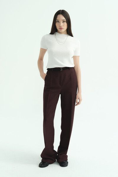 Hooopstore Straight Cut Burgundy Trousers