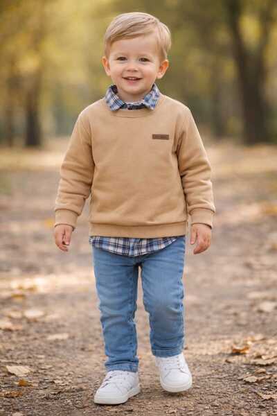 kidsense طقم قميص وسويت شيرت وبنطلون جينز للأطفال الأولاد مكون من 3 قطع