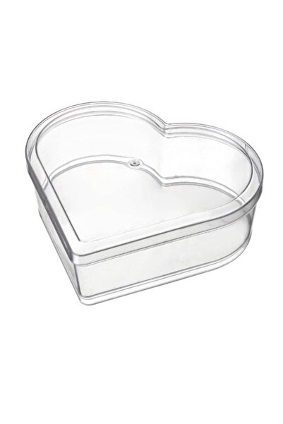 yorulmaz ambalaj 24 Pieces Crystal Heart Bowl with Lid – 500 Cc Transparent P...