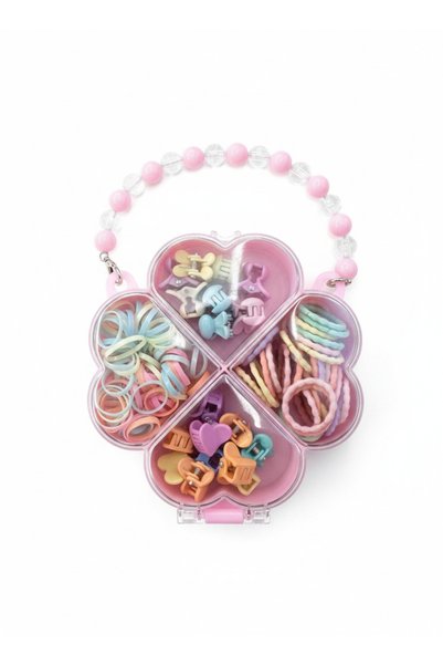 Beksy Accessory Çocuk Renkli Toka Kutusu Seti – Lastik Toka & Mini Mandal Tok...