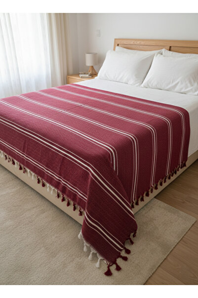 TECHTACT 100% Cotton Black Bench Woven Pique 160X220 Burgundy Striped, Multi-...